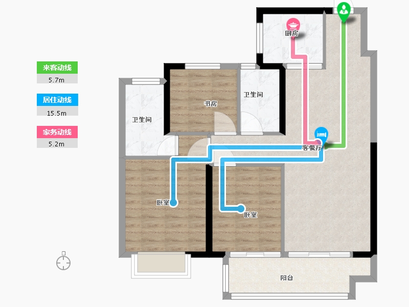 湖北省-武汉市-新城璞樾门第-87.00-户型库-动静线