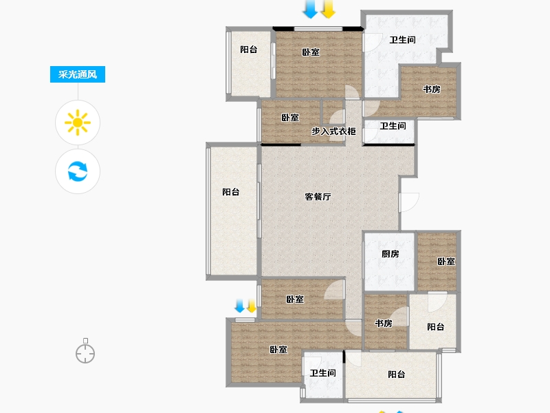 广东省-佛山市-越秀星汇名庭-219.01-户型库-采光通风