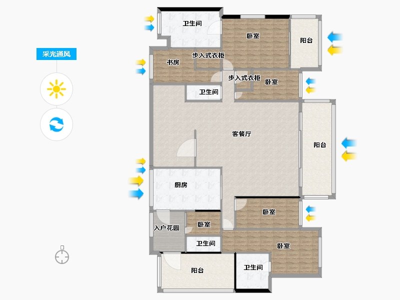 广东省-佛山市-越秀星汇名庭-226.00-户型库-采光通风