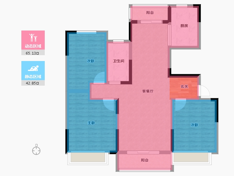 河南省-平顶山市-汝州建业桂园-96.00-户型库-动静分区