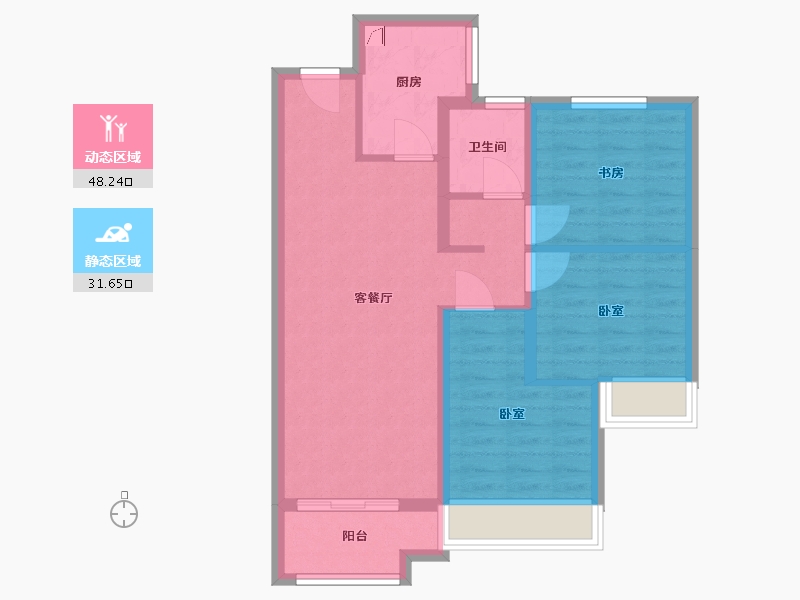 湖北省-武汉市-金地格林映象-70.84-户型库-动静分区