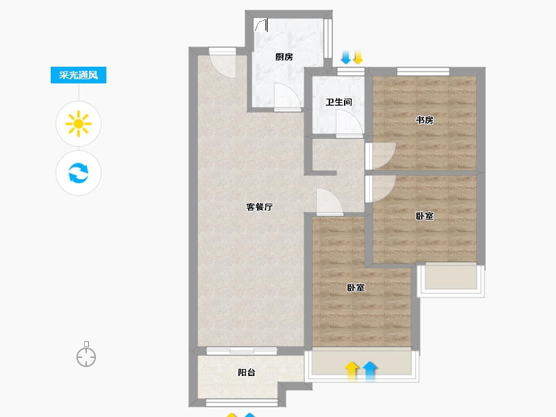 湖北省-武汉市-金地格林映象-70.84-户型库-采光通风