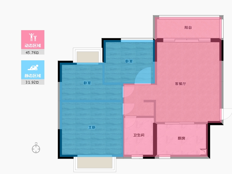 广东省-广州市-东莞恒大滨江左岸-70.00-户型库-动静分区