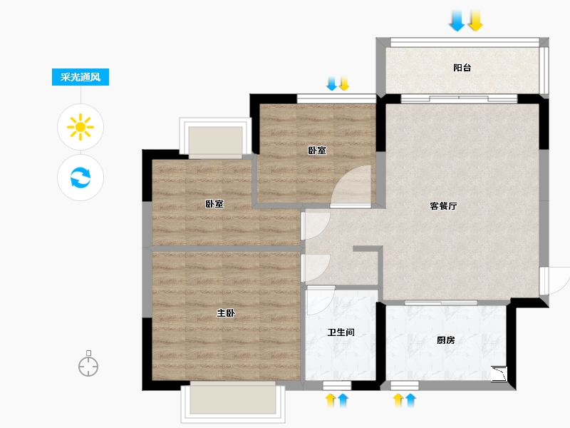 广东省-广州市-东莞恒大滨江左岸-70.00-户型库-采光通风