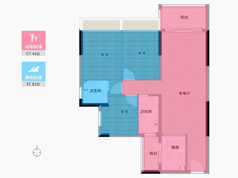 广东省-广州市-广州碧桂园樾时光-83.00-户型库-动静分区