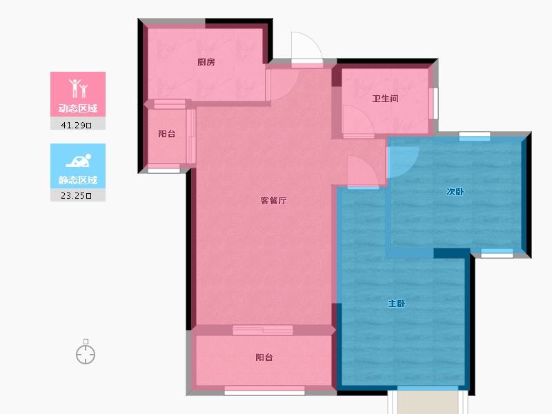 湖南省-长沙市-山水·梅溪雅郡-56.88-户型库-动静分区