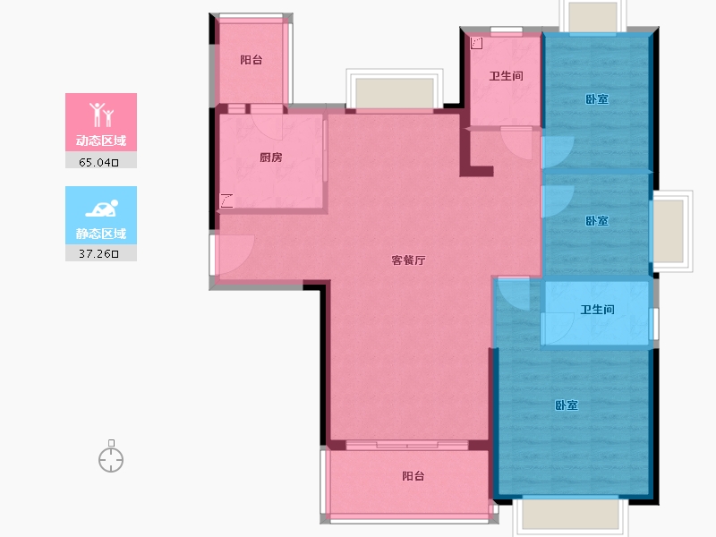 湖北省-黄石市-黄石恒大御景-92.35-户型库-动静分区