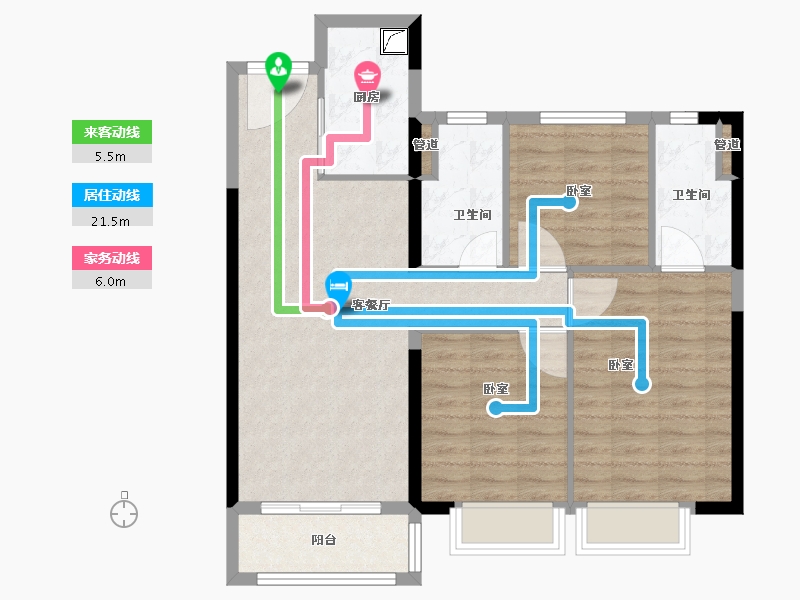 湖南省-长沙市-金地艺境-85.32-户型库-动静线