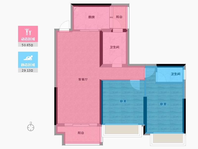 广东省-江门市-方圆月岛首府-70.63-户型库-动静分区