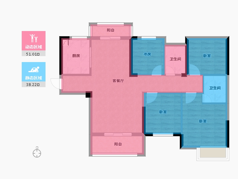 湖北省-荆州市-九坤锦沙澜台-79.03-户型库-动静分区