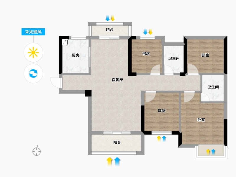 湖北省-荆州市-九坤锦沙澜台-79.03-户型库-采光通风