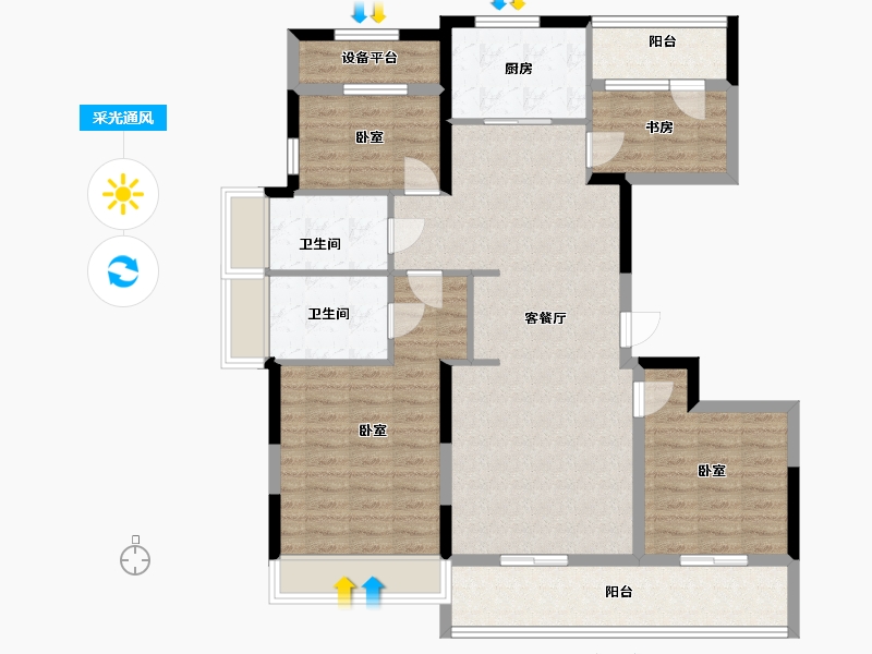 浙江省-舟山市-金宸府-113.34-户型库-采光通风