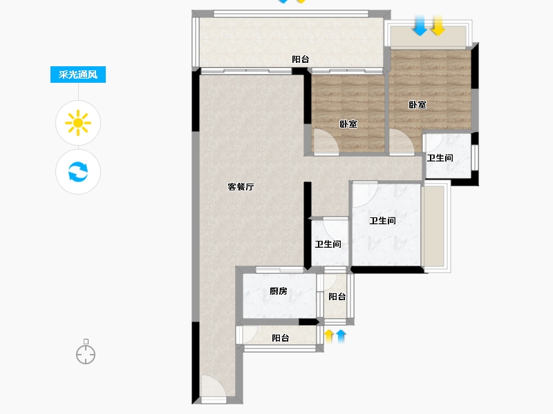 广东省-湛江市-冠利万科苑-92.37-户型库-采光通风