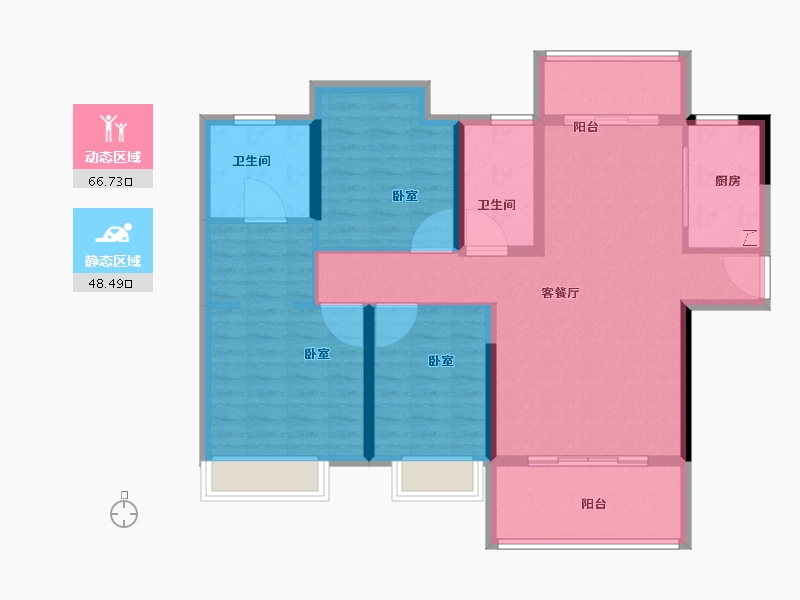 广东省-江门市-方圆月岛首府-103.41-户型库-动静分区