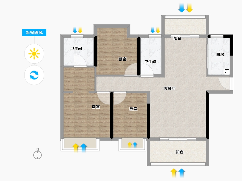 广东省-江门市-方圆月岛首府-103.41-户型库-采光通风