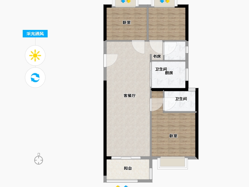 湖北省-武汉市-新城璞樾门第-95.00-户型库-采光通风