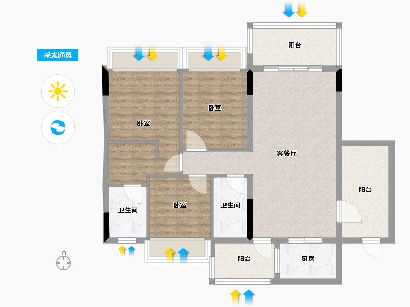 广东省-珠海市-凯柏·香山名门-92.40-户型库-采光通风