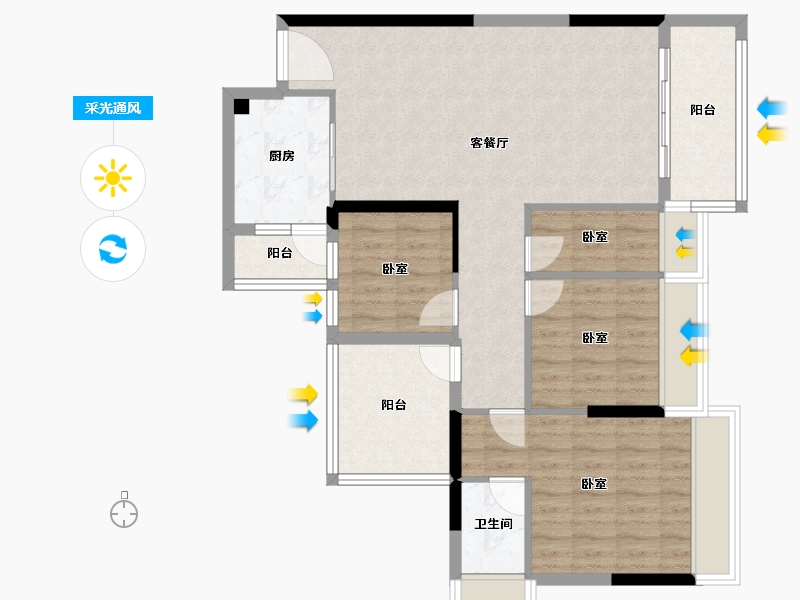 广东省-广州市-海港成天荷1号-94.09-户型库-采光通风