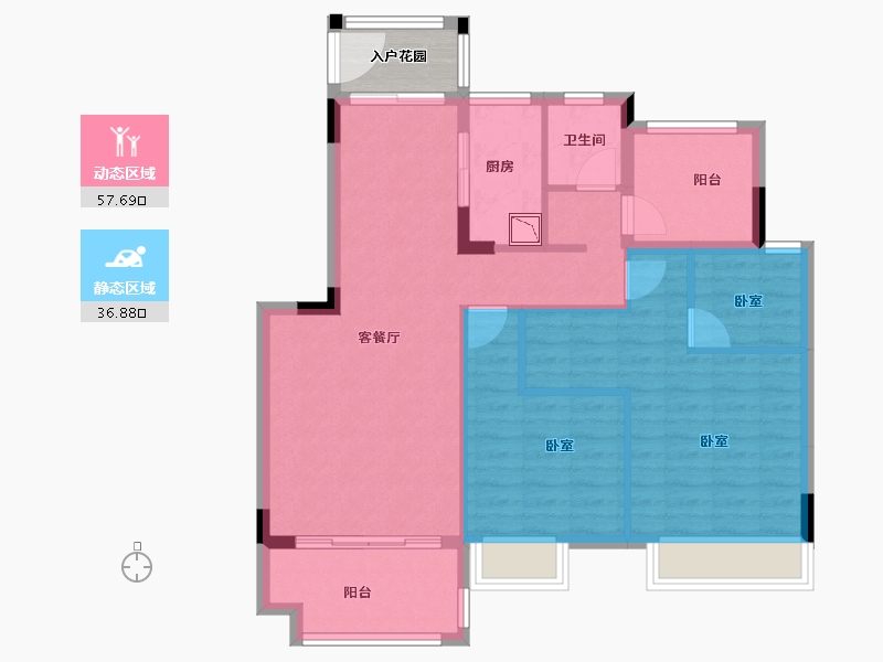 广东省-广州市-国瑞山湖海庄园-87.86-户型库-动静分区