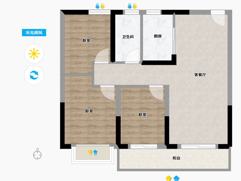 湖北省-武汉市-中建中法之星-69.27-户型库-采光通风