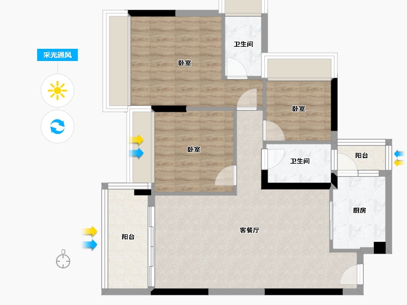 广东省-广州市-海港成天荷1号-81.60-户型库-采光通风