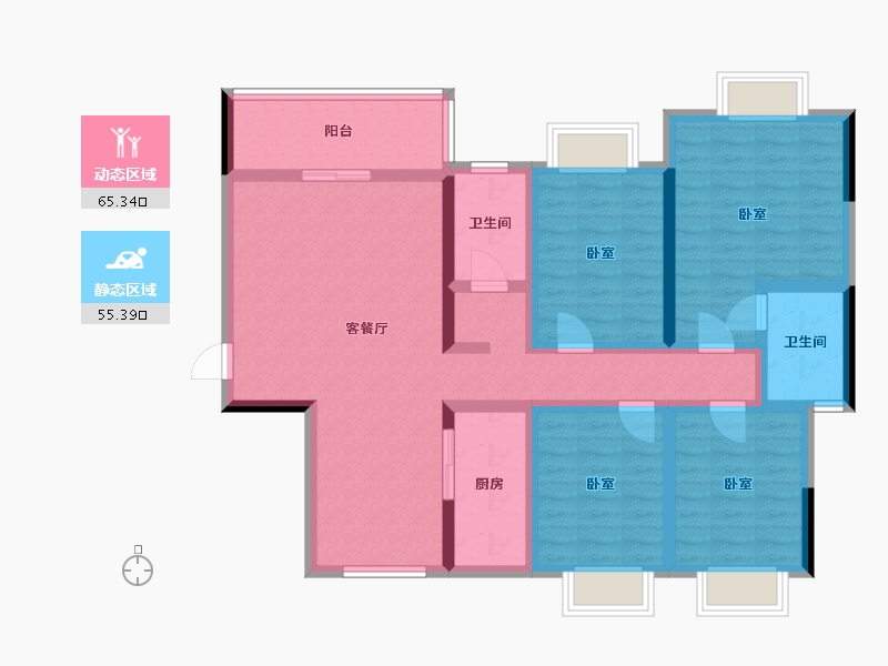 湖南省-株洲市-华苑金逸华府-106.00-户型库-动静分区