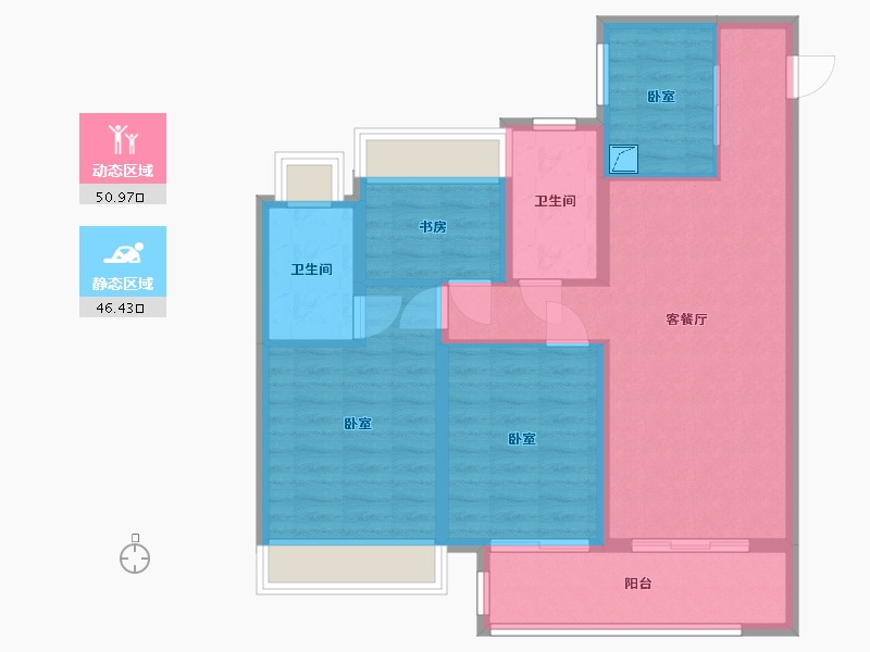 湖北省-武汉市-金地格林映象-86.85-户型库-动静分区