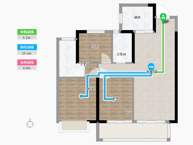 湖北省-武汉市-新城璞樾门第-87.22-户型库-动静线