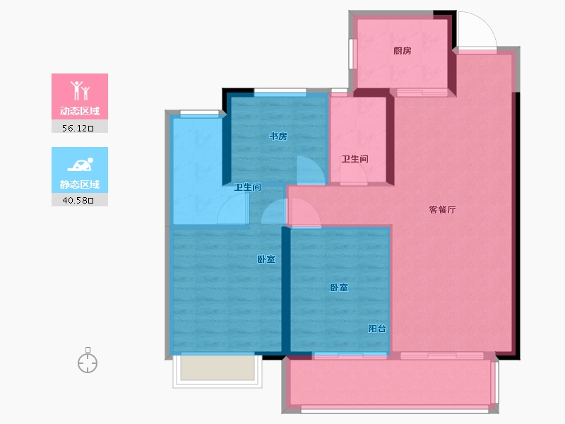 湖北省-武汉市-新城璞樾门第-87.22-户型库-动静分区