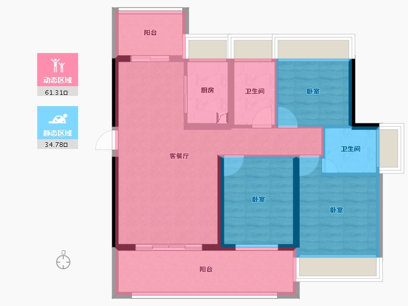 广东省-江门市-东方华庭-85.36-户型库-动静分区