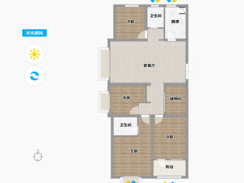 山东省-济宁市-名仕城-103.08-户型库-采光通风