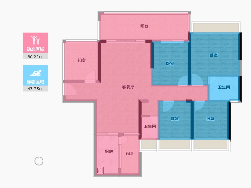 广东省-湛江市-冠利万科苑-114.11-户型库-动静分区