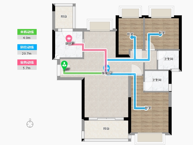 湖北省-黄石市-黄石恒大御景-86.68-户型库-动静线