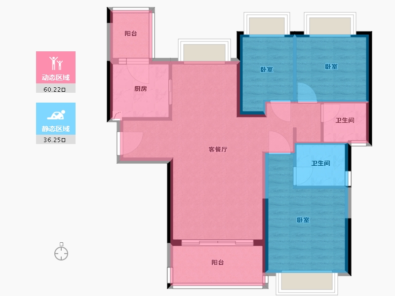 湖北省-黄石市-黄石恒大御景-86.68-户型库-动静分区