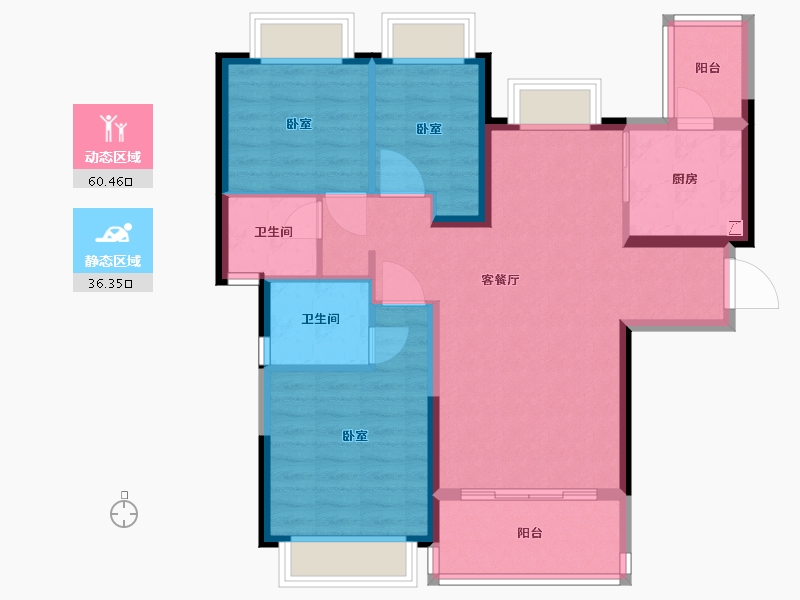 湖北省-黄石市-黄石恒大御景-86.68-户型库-动静分区