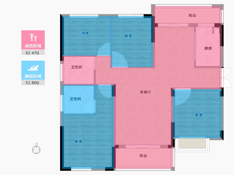 湖南省-长沙市-鑫远·翡丽郡-103.33-户型库-动静分区