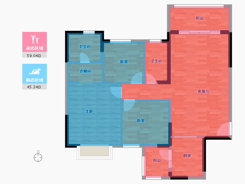 广西壮族自治区-贺州市-南宁恒大绿洲-94.06-户型库-动静分区