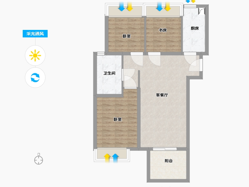 湖北省-武汉市-华发四季-74.00-户型库-采光通风