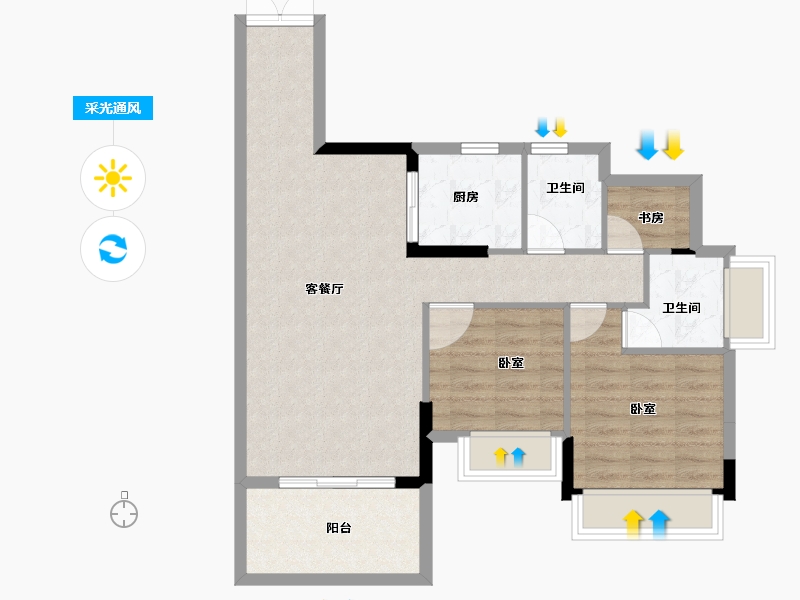 广东省-湛江市-宝江天盈-74.14-户型库-采光通风