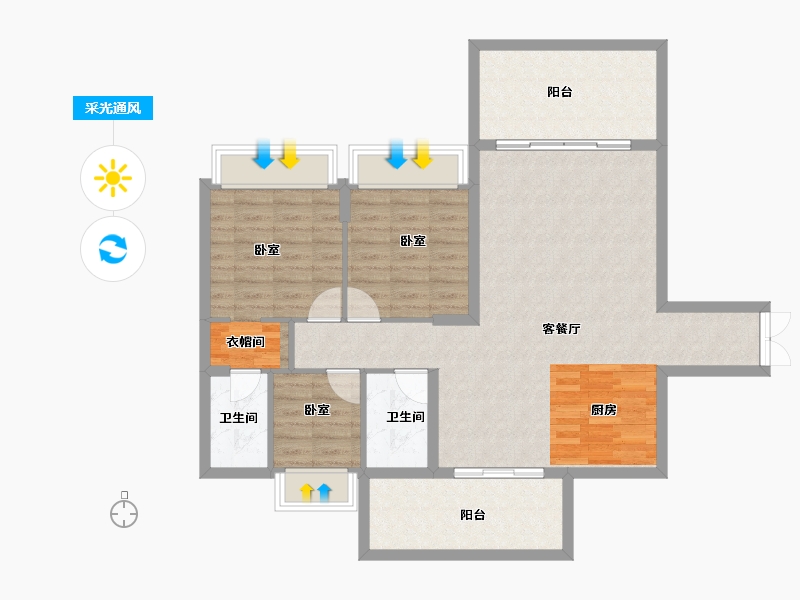 广东省-湛江市-宝江天盈-102.00-户型库-采光通风