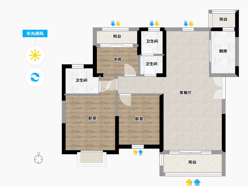 湖南省-岳阳市-天伦溪山府-84.20-户型库-采光通风