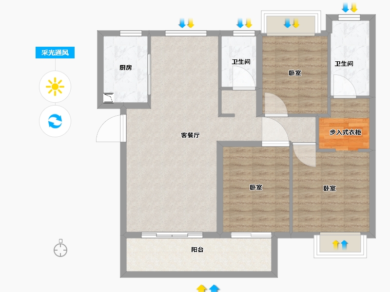 湖北省-武汉市-华发四季-94.00-户型库-采光通风