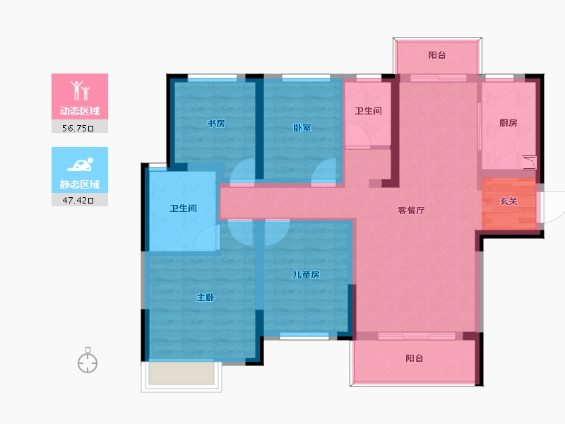 湖南省-长沙市-中建嘉和城丨凤凰台-92.42-户型库-动静分区