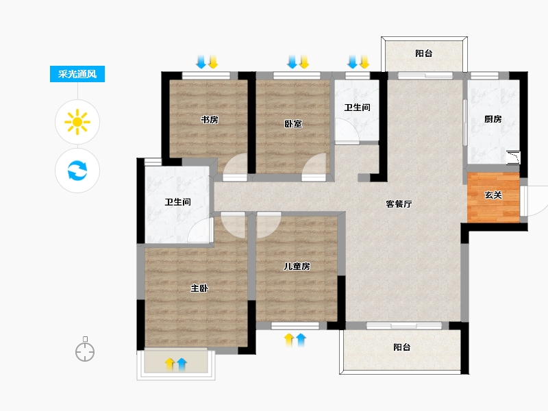 湖南省-长沙市-中建嘉和城丨凤凰台-92.42-户型库-采光通风