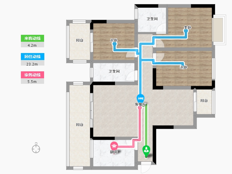 湖南省-湘潭市-富鑫源小区-100.72-户型库-动静线