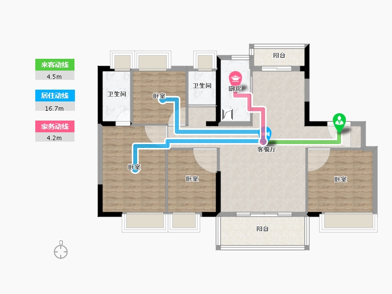 湖南省-长沙市-碧桂园·荟隽棠-107.70-户型库-动静线