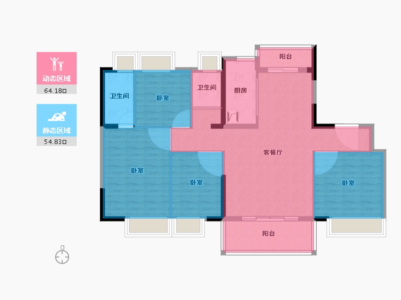 湖南省-长沙市-碧桂园·荟隽棠-107.70-户型库-动静分区