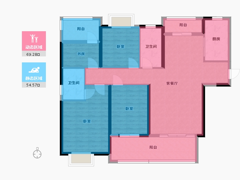 湖南省-邵阳市-湾田望江府-110.98-户型库-动静分区