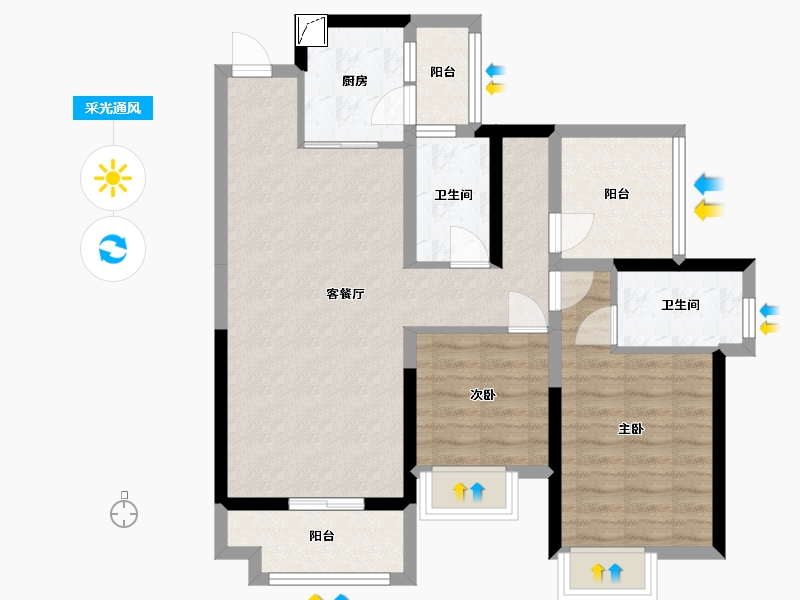 广东省-惠州市-佳兆业时代可园-79.00-户型库-采光通风