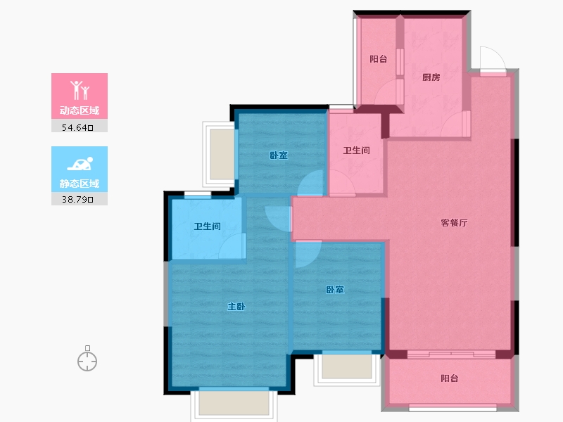 广东省-惠州市-惠阳恒大棕榈岛-83.65-户型库-动静分区